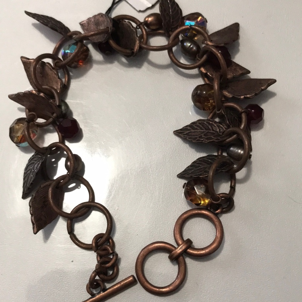 Bordeaux Vineyard Bracelet with Beading and Leaves